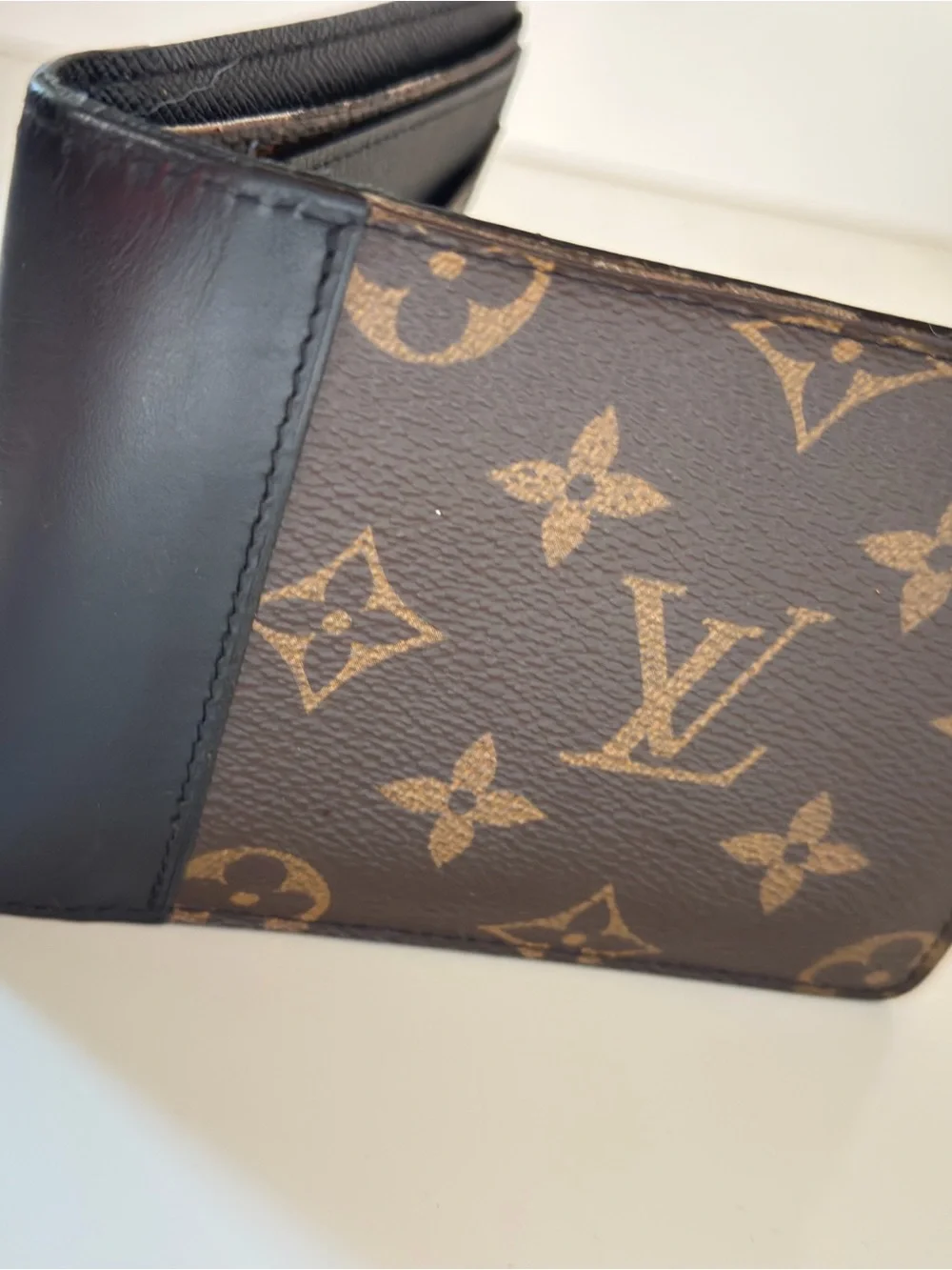 Louis Vuitton Brown Monogram Canvas Bifold Wallet with Black Trim